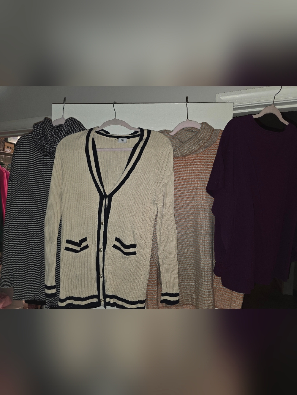 Lot Of 4 CAbi Sweaters VGUC 3 Size L 1 XL